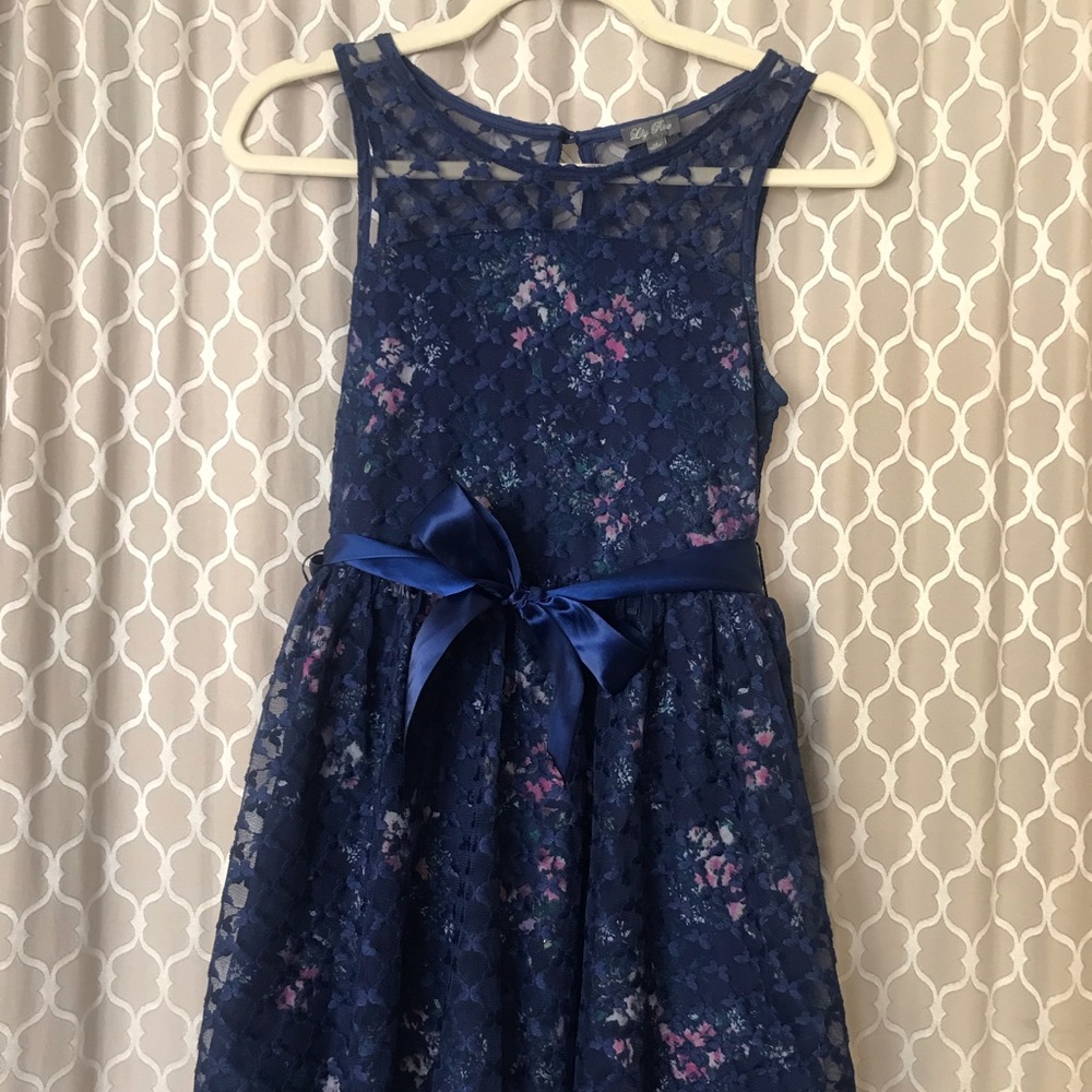 Lily Rose girls navy blue dress - size 14